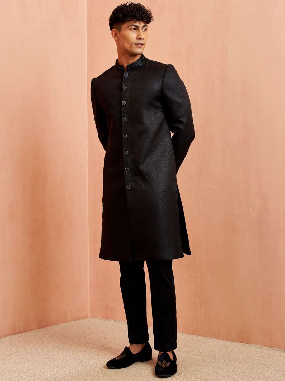 VASTRAMAY Mandarin Collar Sherwani Set - view 1