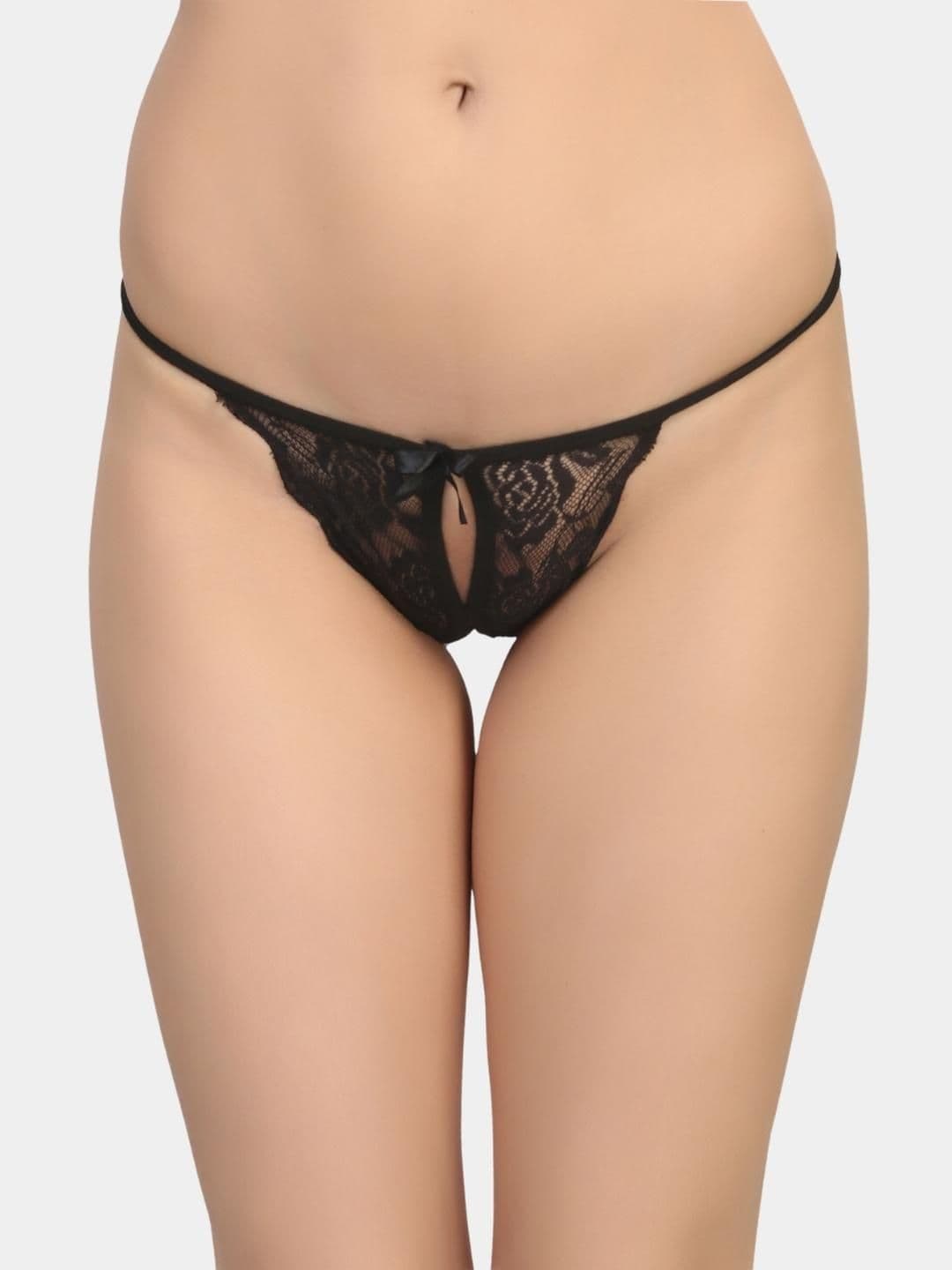 SweetFlirt Enterprises Pack of 2 Crotchless Erotic Lace G-String Thong Panty for Women - view 1