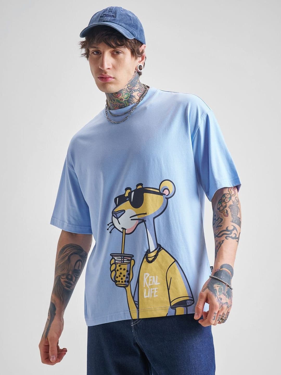 HIGHLANDER Men Graphic Printed Round Neck Oversized T-shirt - view 1