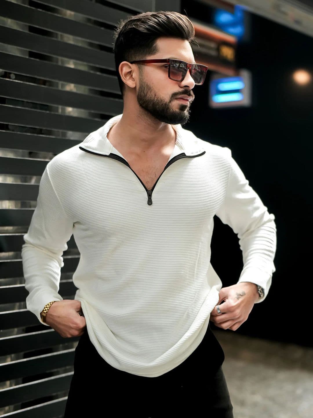 Kushi Flyer Men Solid V-Neck Cotton T-shirt - view 1