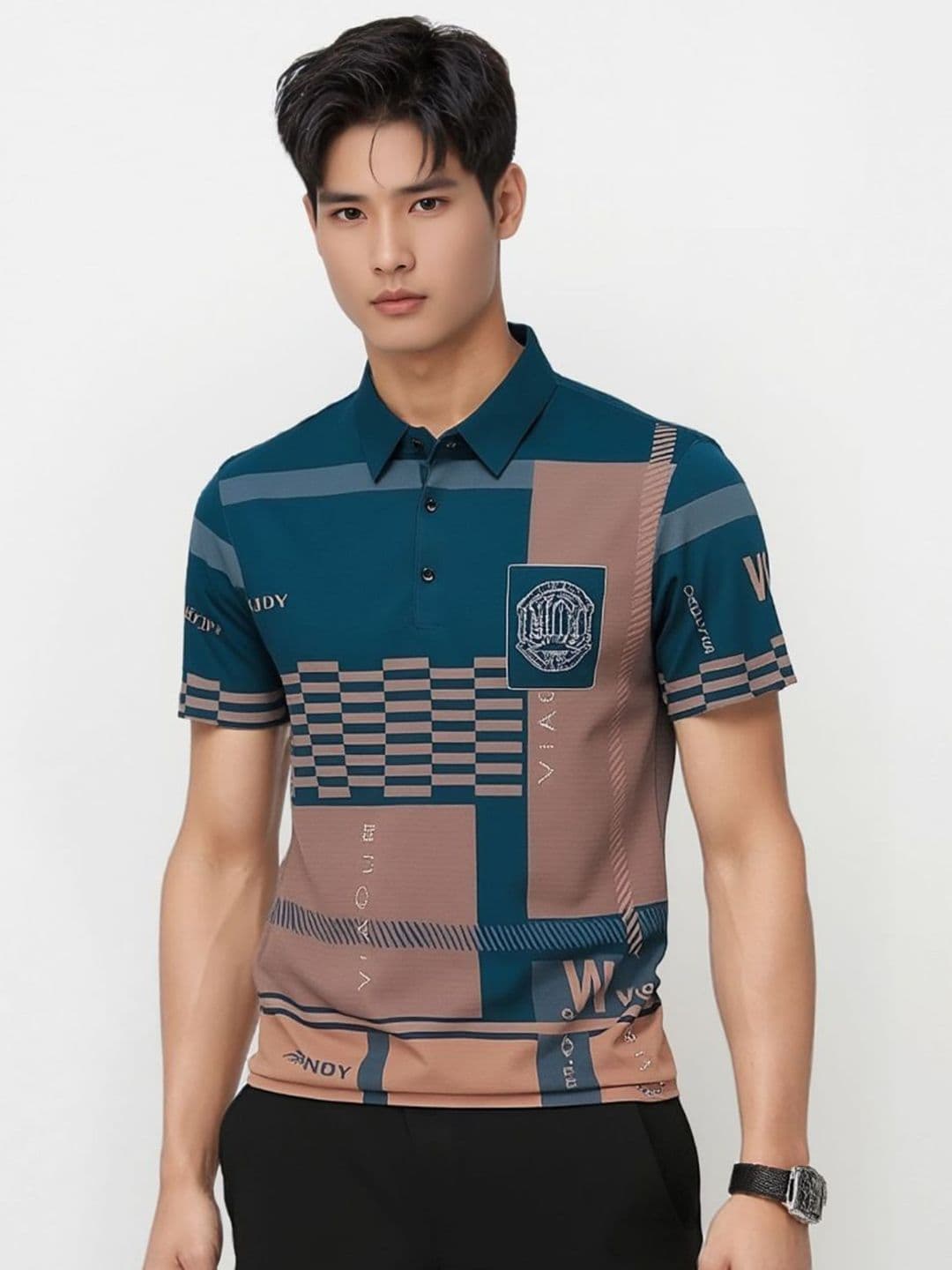 TAZO Typography Printed Polo Collar T-shirt - view 1
