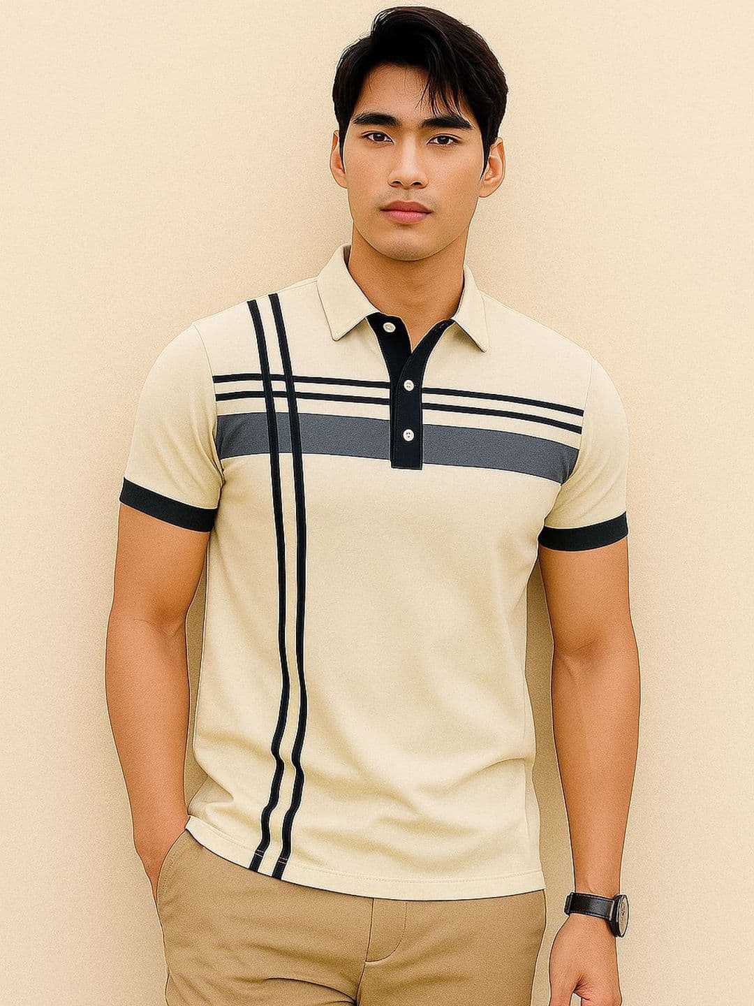 TAZO Colourblocked Polo Collar T-shirt - view 1