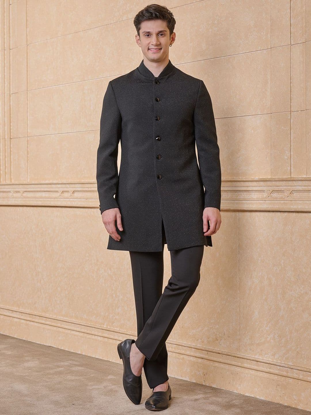 Tasva Classic Indo Western Pure Cotton Sherwani Set - view 1