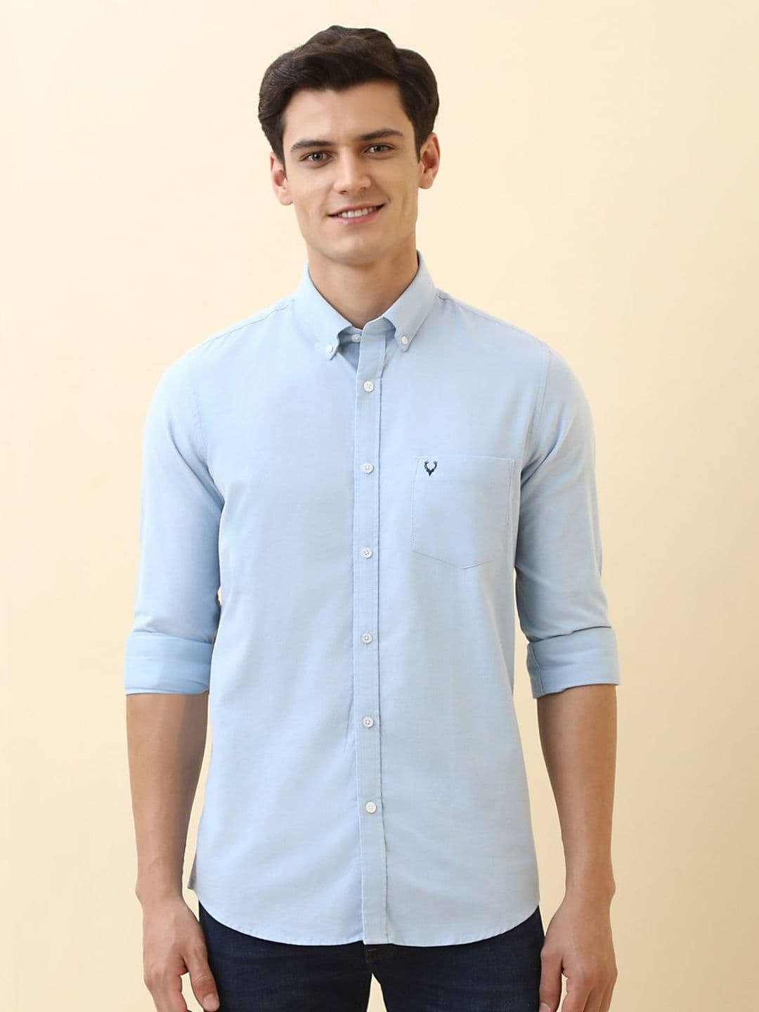 Allen Solly Men Slim Fit Solid Button-Down Collar Cotton Casual Shirt - view 1