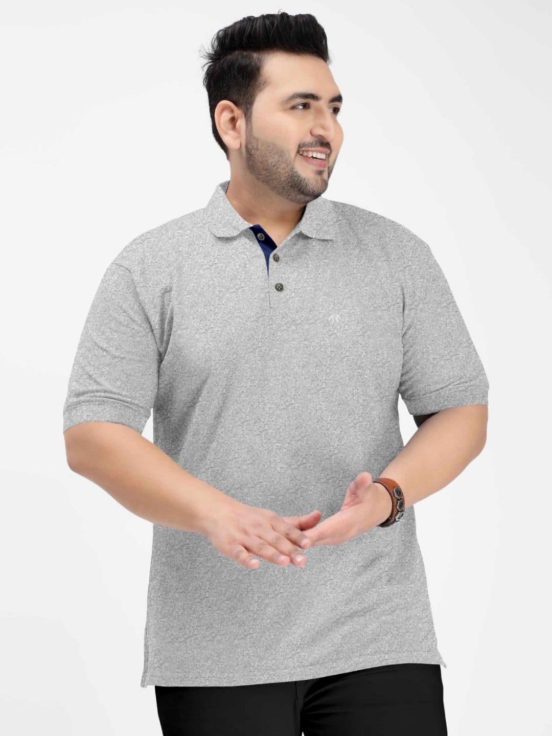 Triptee Men Plus Size Solid Polo Collar Pure Cotton T-shirt - view 1