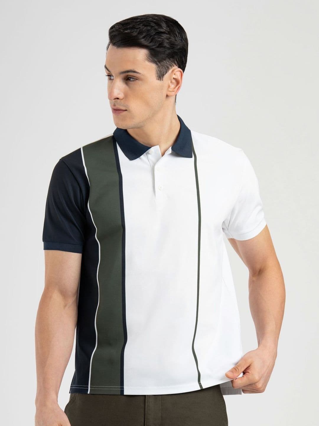 Red Tape Striped Polo Collar Tshirt - view 1