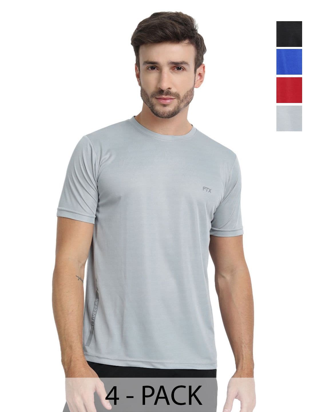 FTX Men Pack of 4 Solid Round Neck T-shirts - view 1