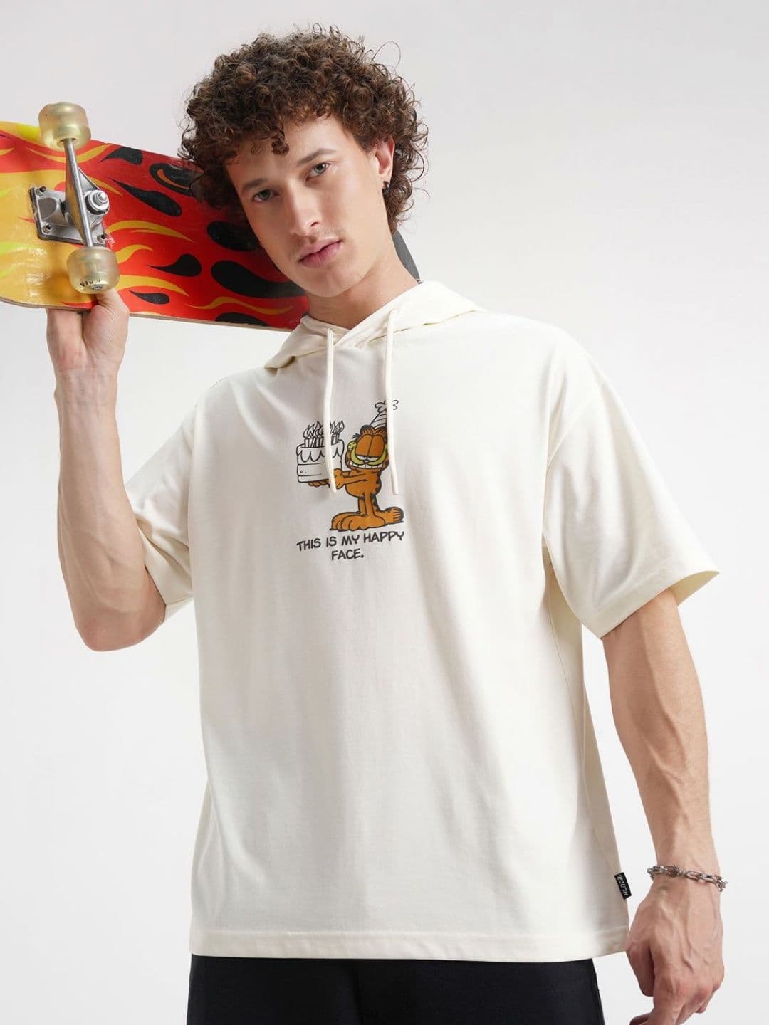 HIGHLANDER Graphic Printed Drop-Shoulder Sleeves Oversized Hooded T-shirt - view 1