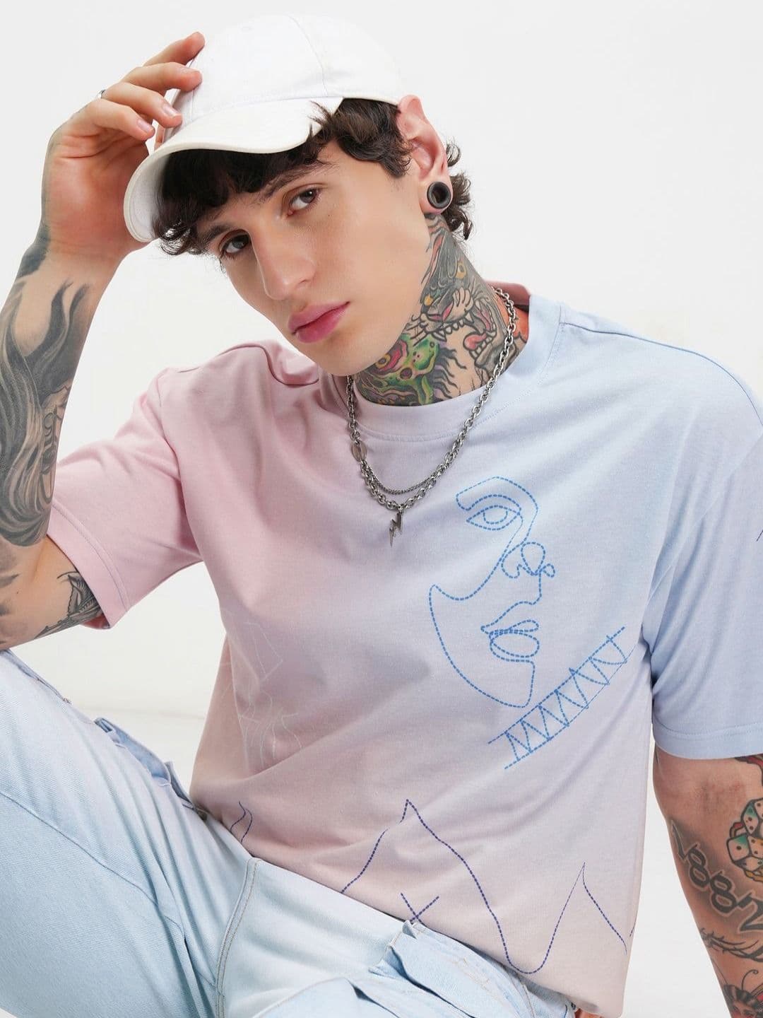 HIGHLANDER Men Abstract Printed Round Neck Oversized T-shirt - view 1