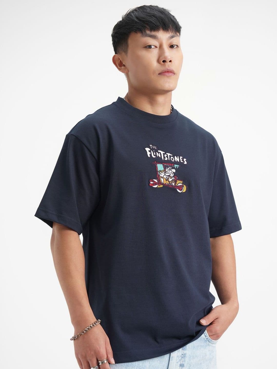 HIGHLANDER Men Flinstones Graphic Printed Round Neck Relaxed Fit T-shirt - view 1