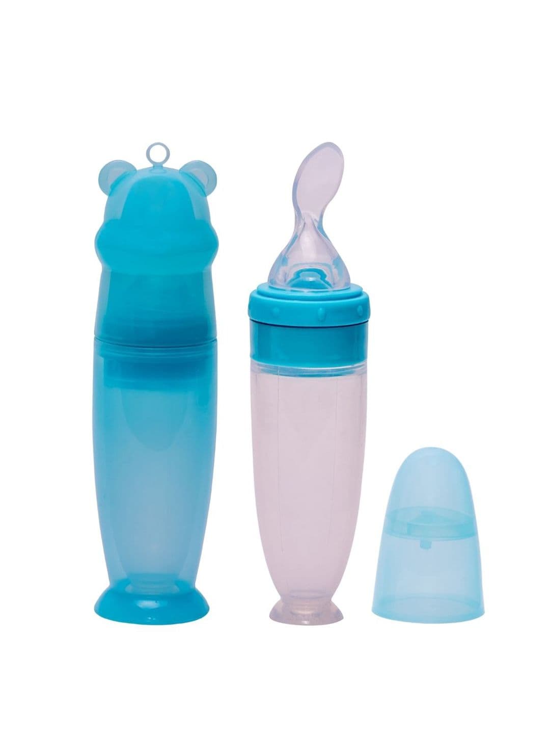 Adore Mr.Bear Baby Premium Silicon Squeeze Feeder with Cap & Storage Case- 100 ml- Blue - view 1