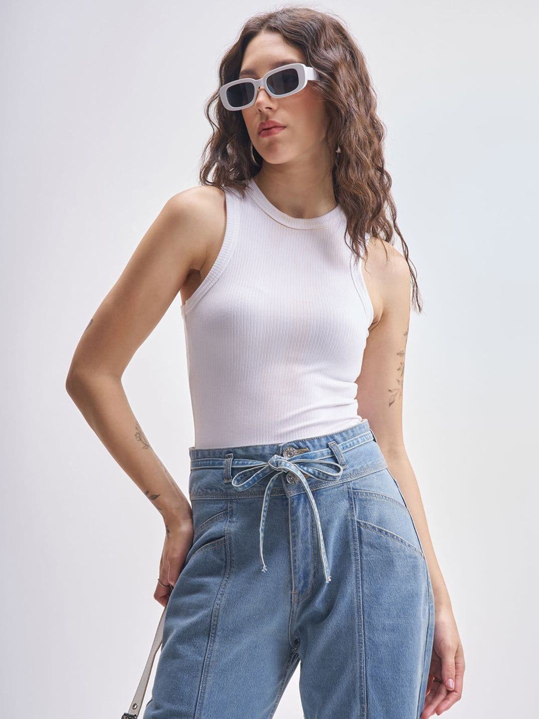 ESPYR By Tokyo Talkies Ribbed Round Neck Bodysuit - view 1