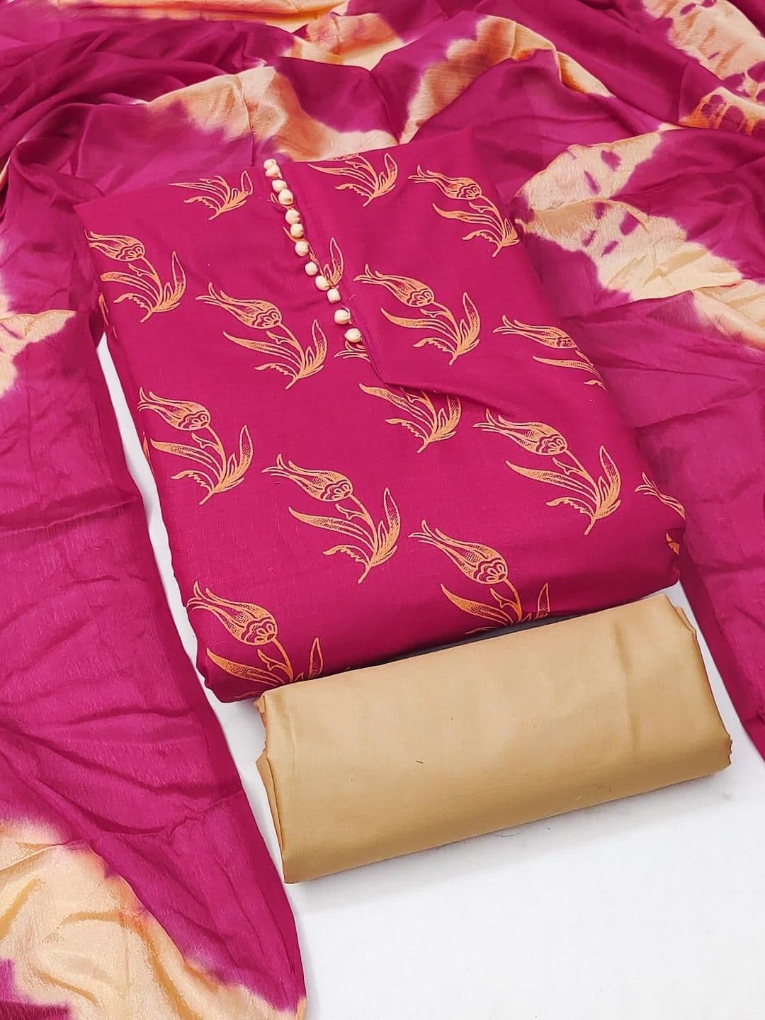 KALINI Printed Unstitched Dress Material - view 1