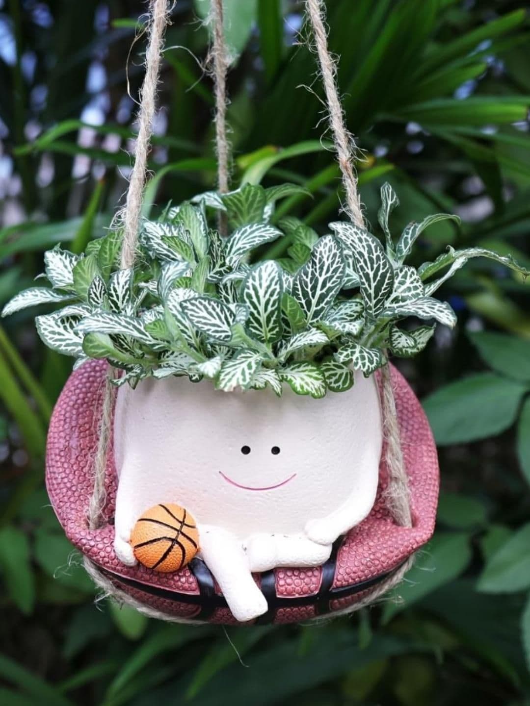 Eleven To Eleven Decor Hanging Swing Face with Basket Ball Flower Pot Planter - view 1