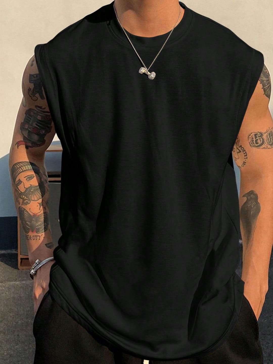 Calcados Men Black Gymwear Vest For Regular Workout Or Casual Wear - view 1