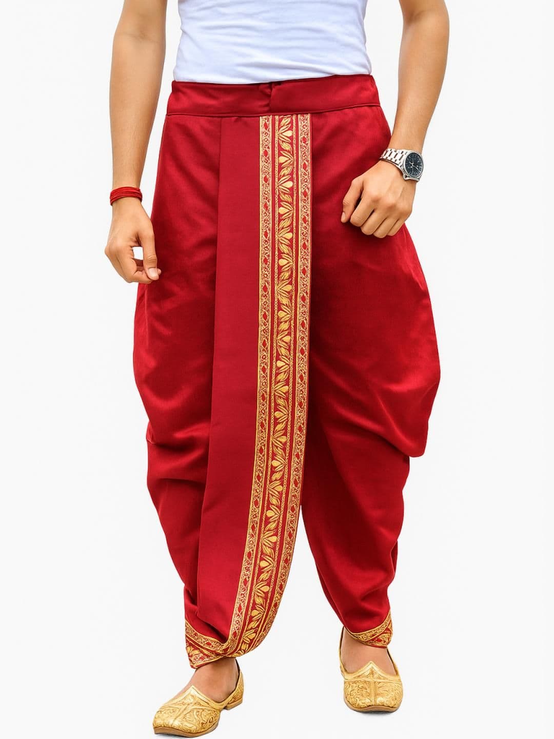 AMIT ONLINE Stylish Men's Solid Dupion Silk Bengali Style Dhoti Pant - view 1