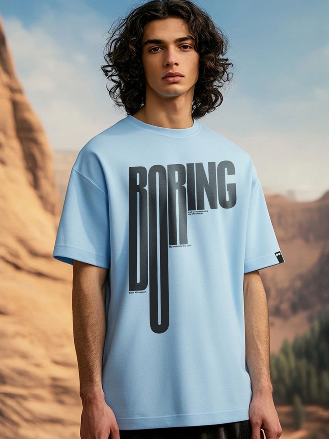 Bewakoof Men Typography Printed Round Neck Pure Cotton Oversized T-shirt - view 1