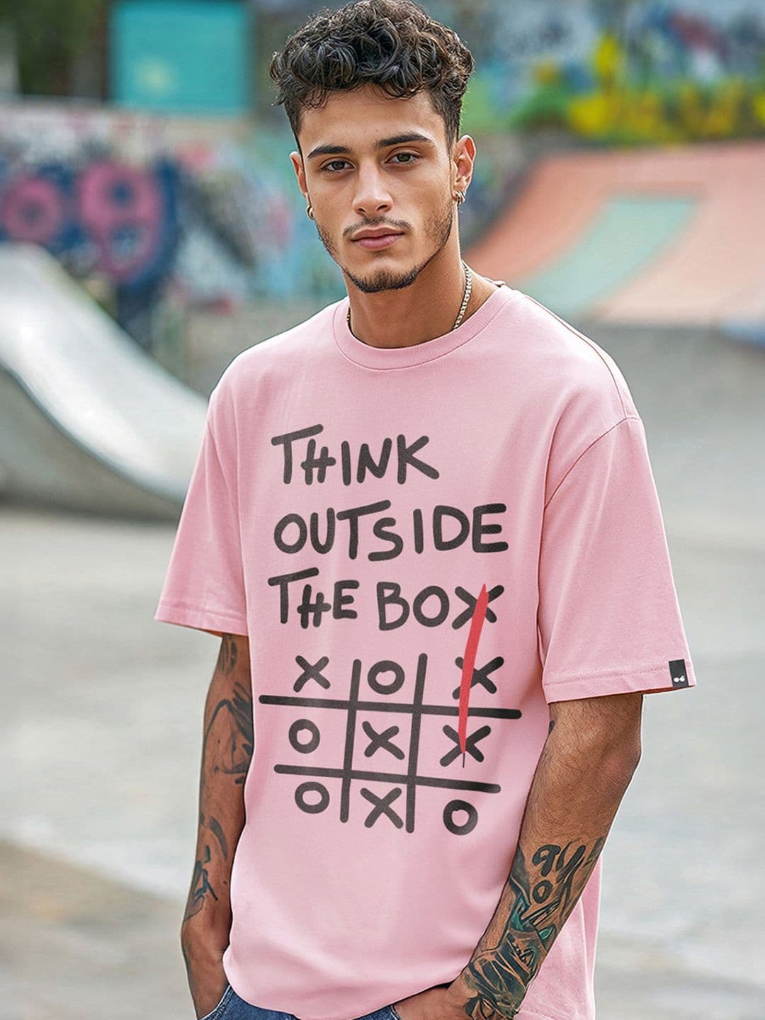 Bewakoof Men Typography Printed Round Neck Pure Cotton Oversized T-shirt - view 1