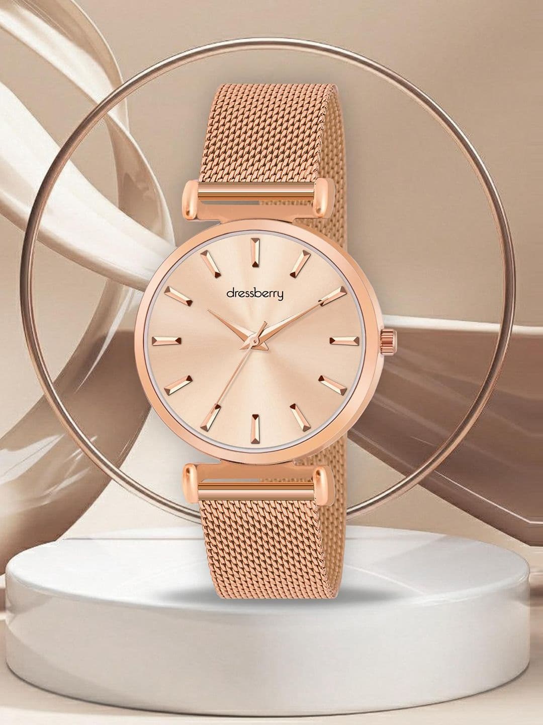DressBerry Women Patterned Dial & Stainless Steel Straps Analogue Watch DB-LR003-ROSE GOLD - view 1