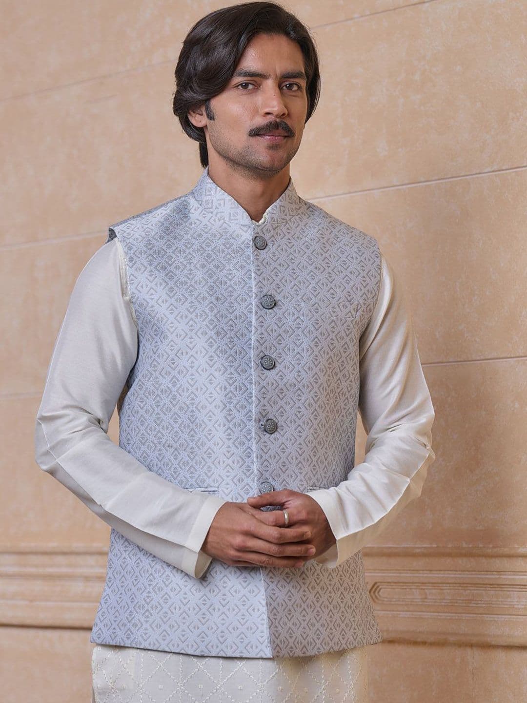 Tasva Men Woven Design Nehru Jackets - view 1