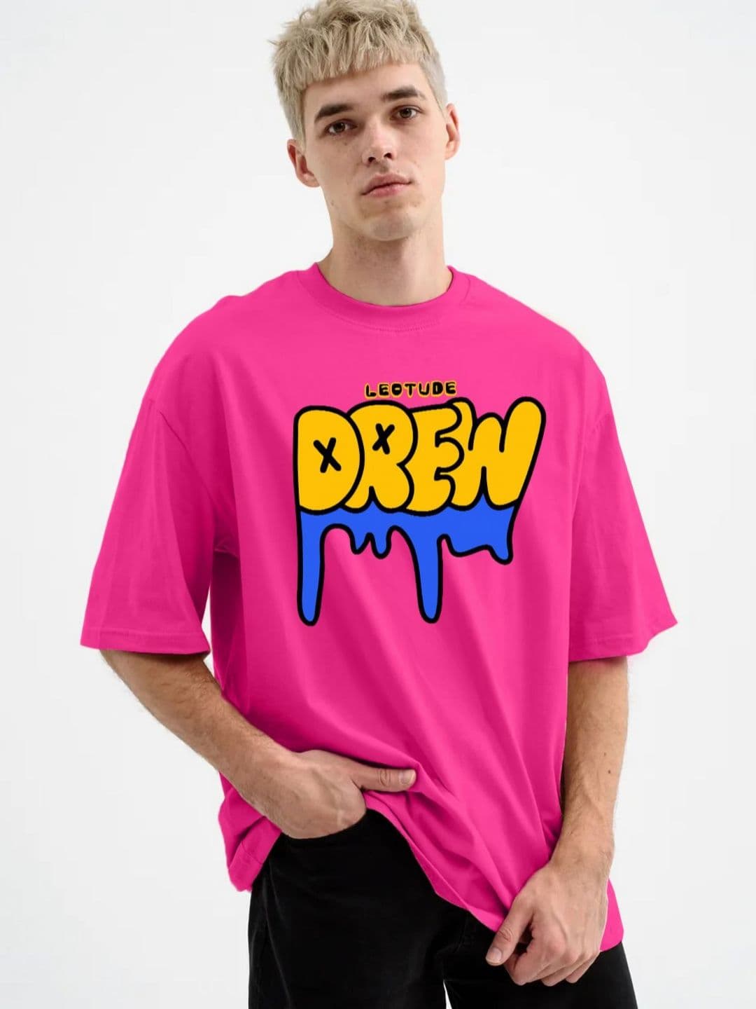 Leotude Typography Printed Drop-Shoulder Sleeves Oversized T-shirt - view 1