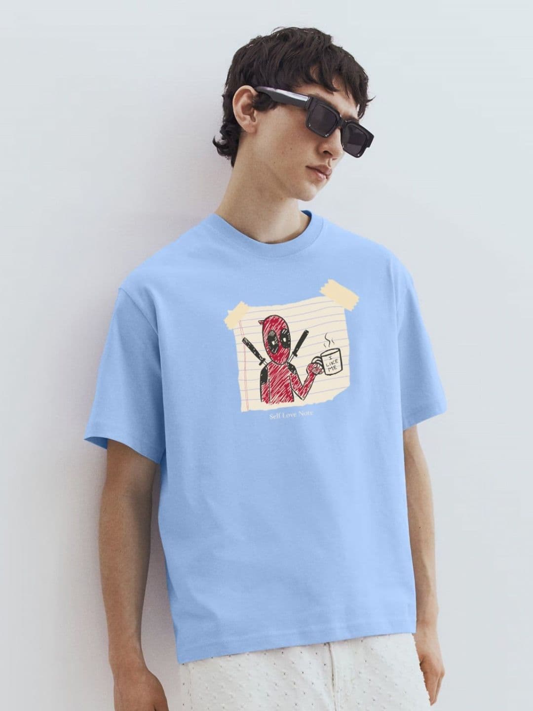 TOGS & TERRE Men Deadpool Graphic Printed Round Neck Cotton Oversized T-shirt - view 1
