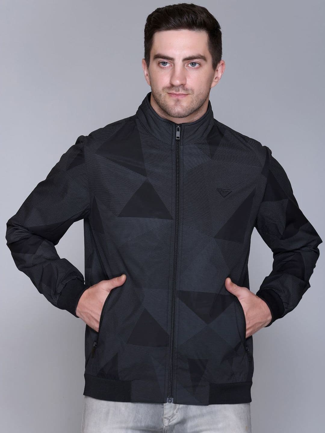 Rare Times Men Geometric Printed Lightweight Bomber Jacket - view 1