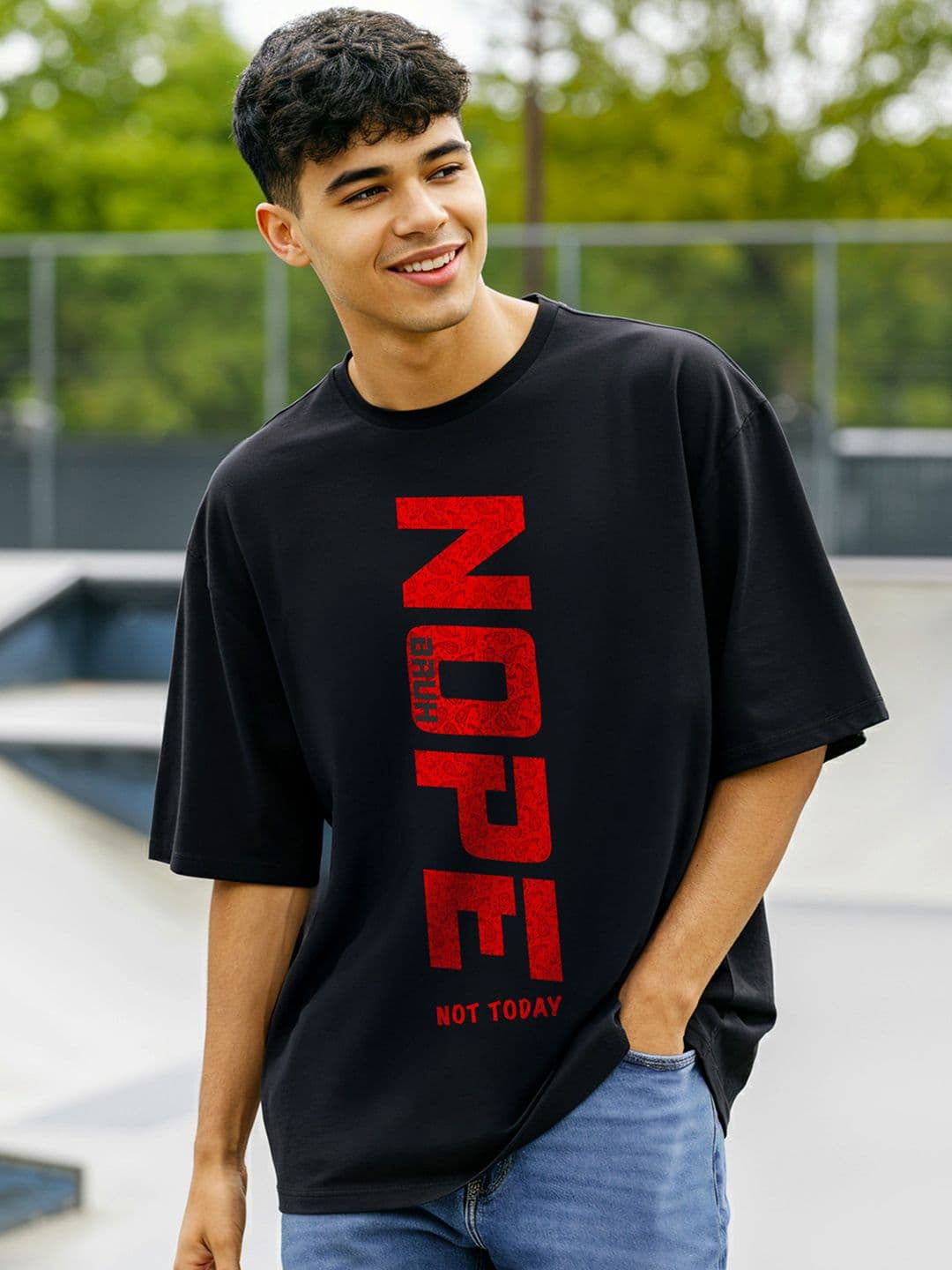 Bewakoof Typography Printed Oversized Pure Cotton T-shirt - view 1