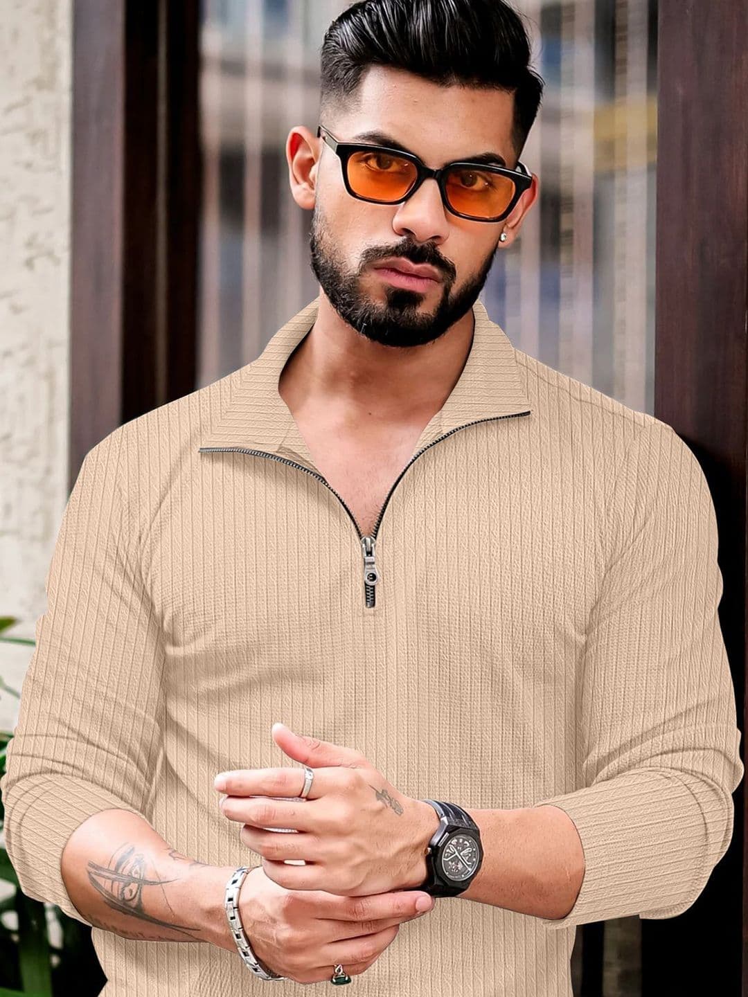 KAJARU Men Self Design Polo Collar T-shirt - view 1