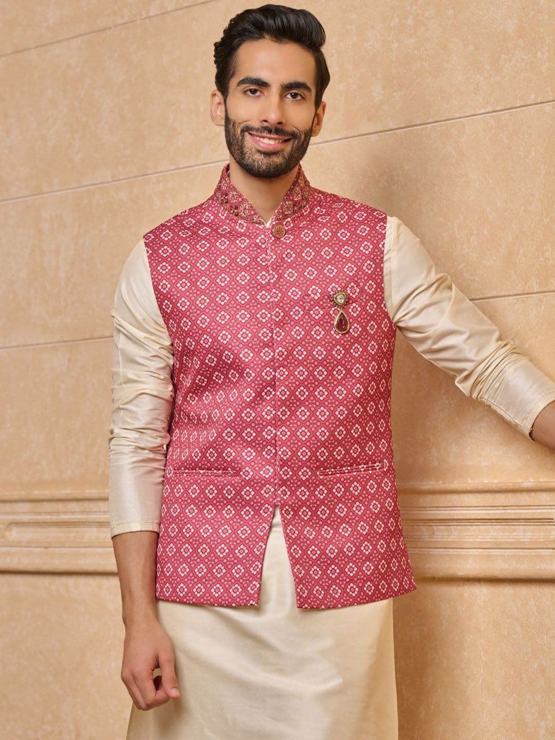 Tasva All Over Printed Single Bundi Nehru Jacket - view 1