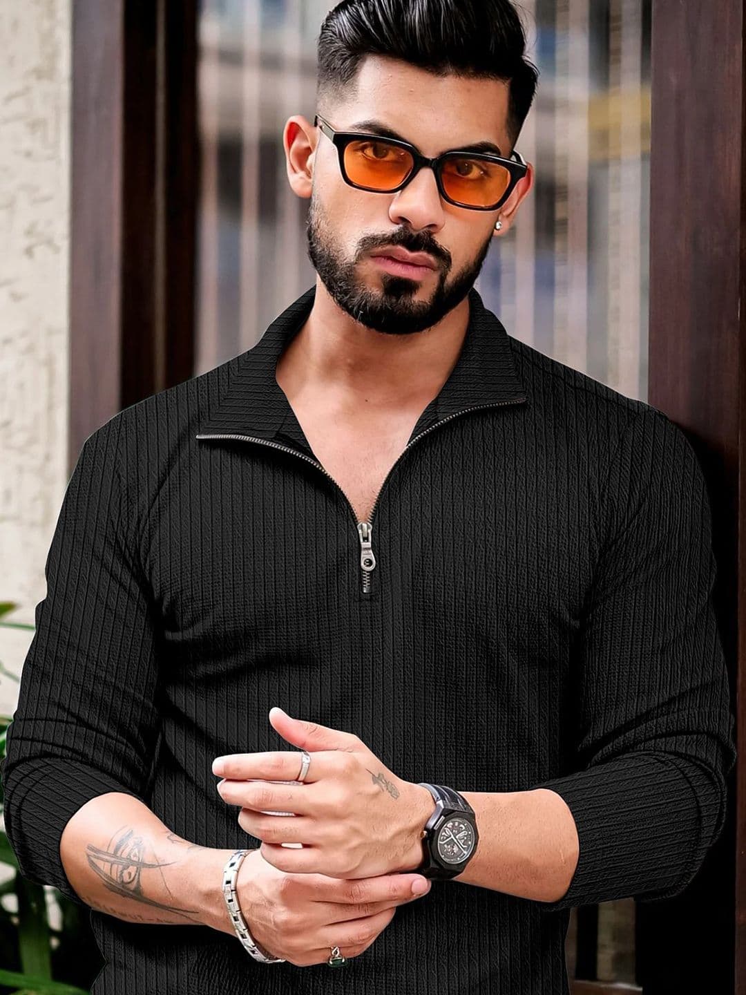 KAJARU Men Self Design Polo Collar T-shirt - view 1