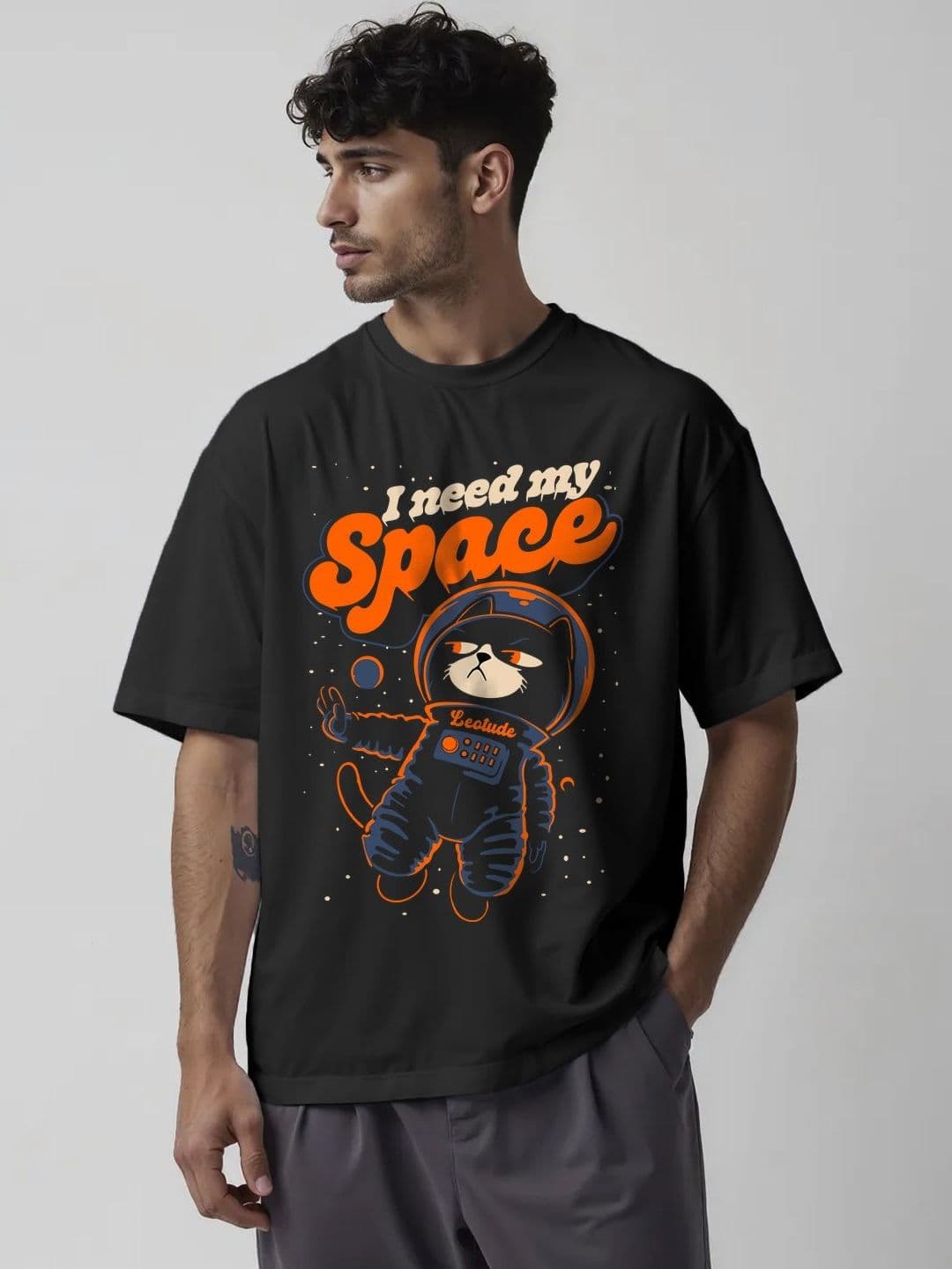 Leotude Men Graphic Printed Round Neck Oversized T-shirt - view 1