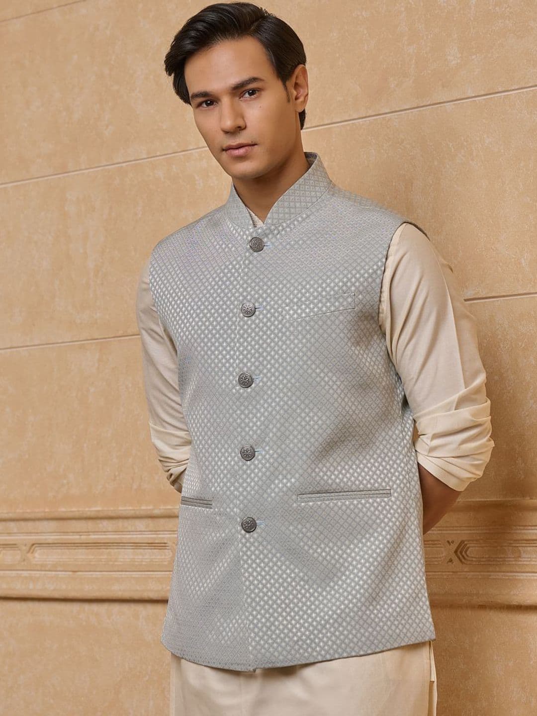 Tasva Men Woven Design Nehru Jackets - view 1