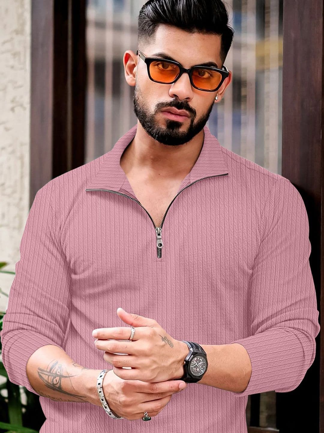 KAJARU Men Self Design Polo Collar T-shirt - view 1