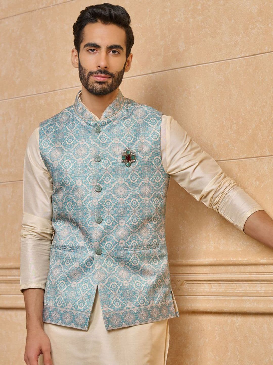 Tasva Men Woven Design Nehru Jackets - view 1