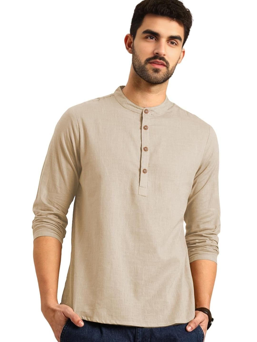 BHUVIKOO Men Beige Kurtas - view 1