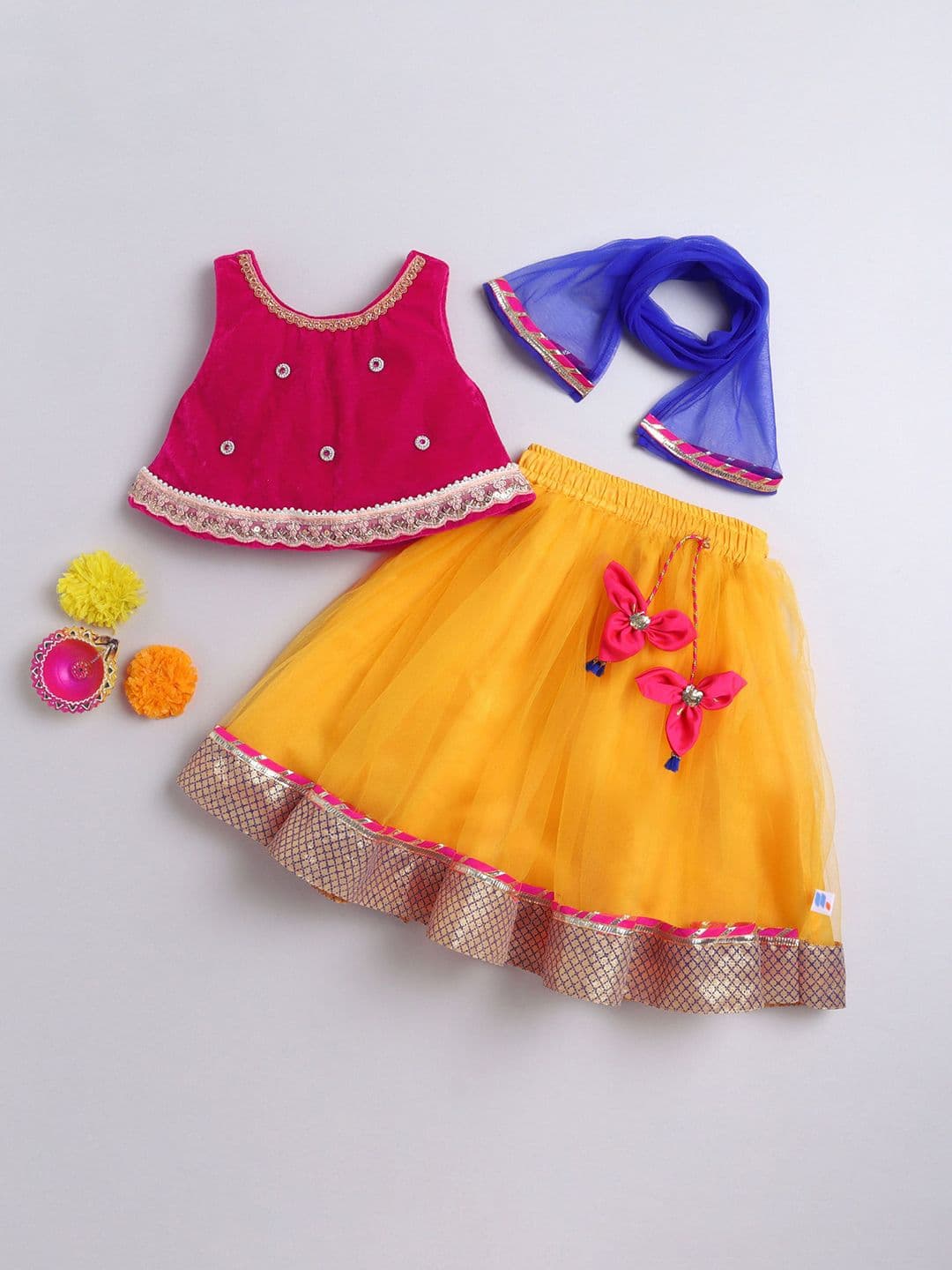 MANY FROCKS & Girls Embroidered Ready to Wear Lehenga Blouse With Dupatta - view 1