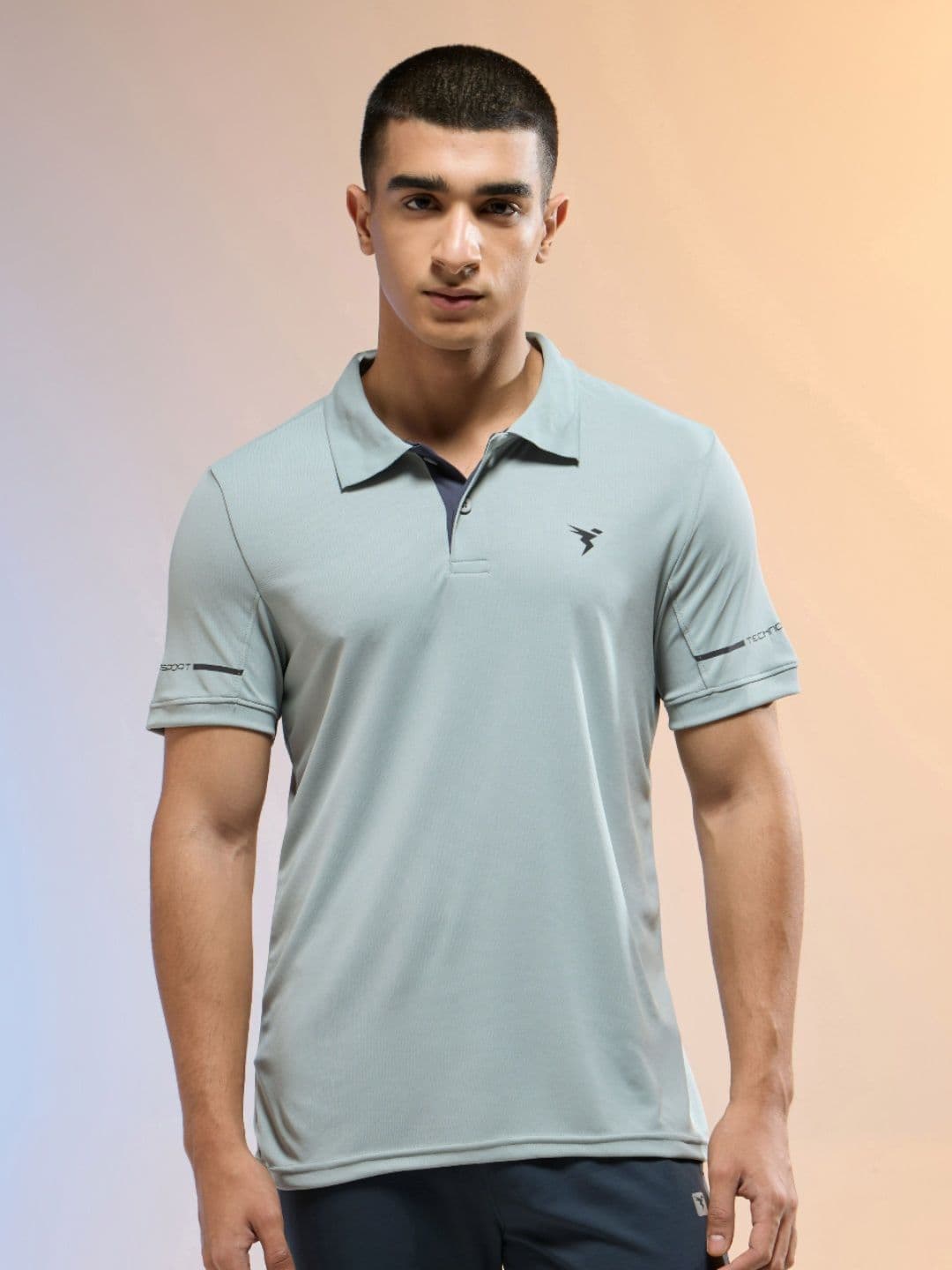 Technosport Men Anti Static Solid Polo Collar Slim Fit T-shirt - view 1