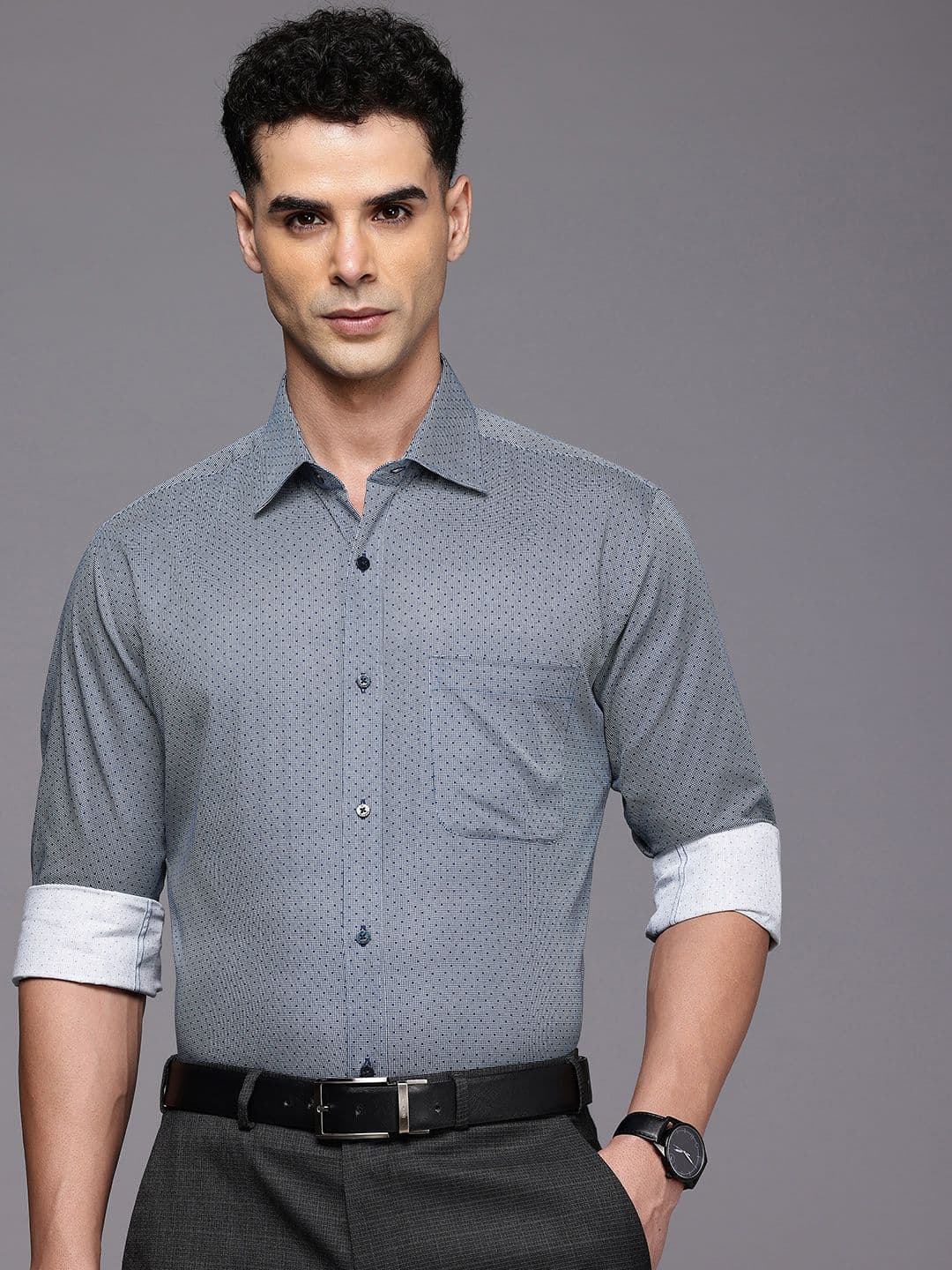 Raymond Slim Fit Geometric Printed Pure Cotton Formal Shirt - view 1