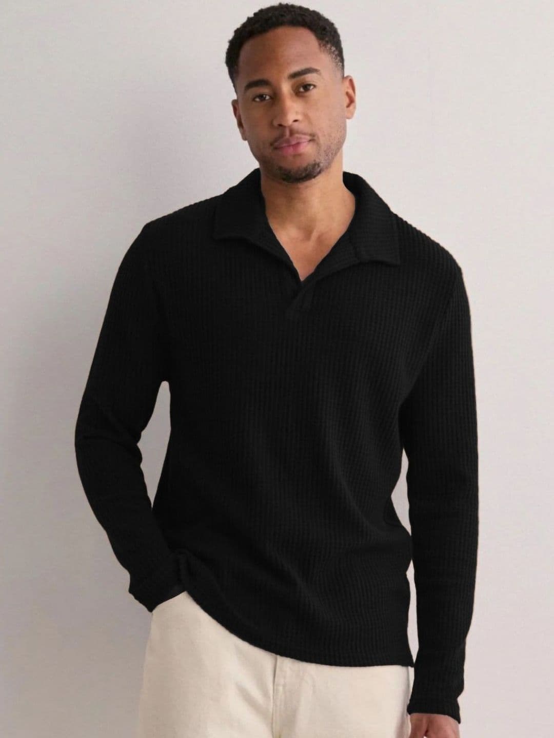 Metronaut Men Solid Polo Collar Cotton T-shirt - view 1