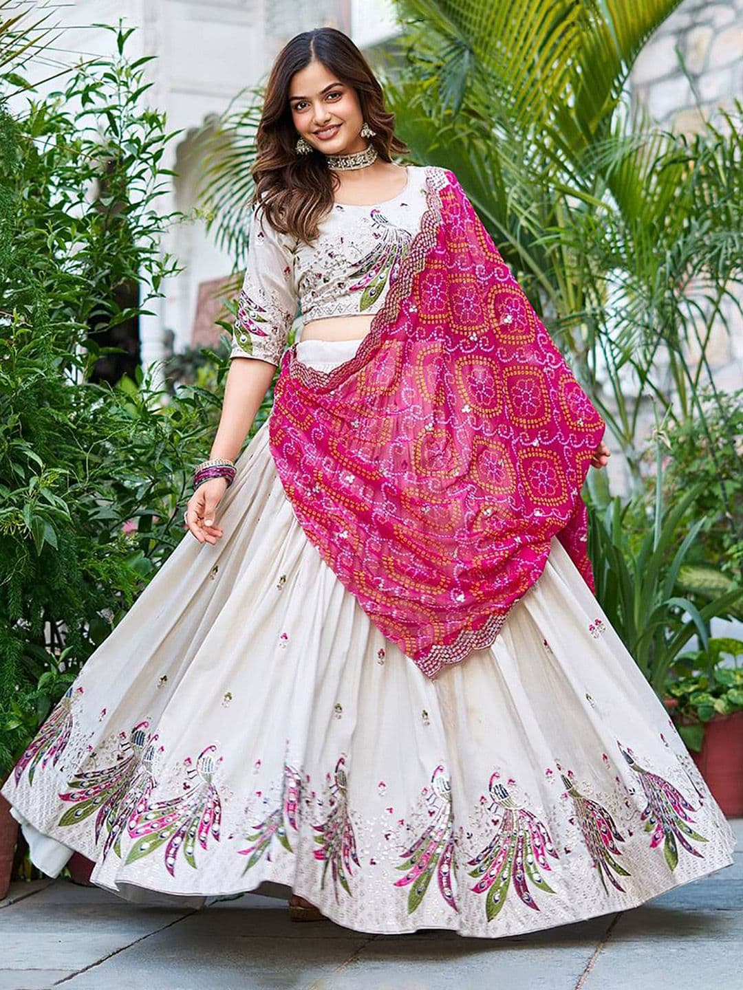 BAESD Embroidered Sequinned Semi-Stitched Lehenga & Unstitched Blouse With Dupatta - view 1