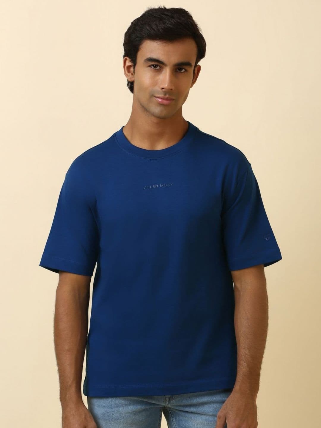 Allen Solly Men Solid Round Neck Cotton Oversized T-shirt - view 1