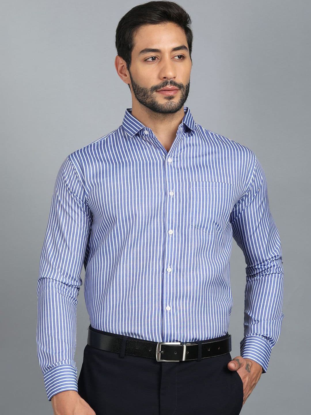 INVICTUS Standard Striped Spread Collar Cotton Formal Shirt - view 1