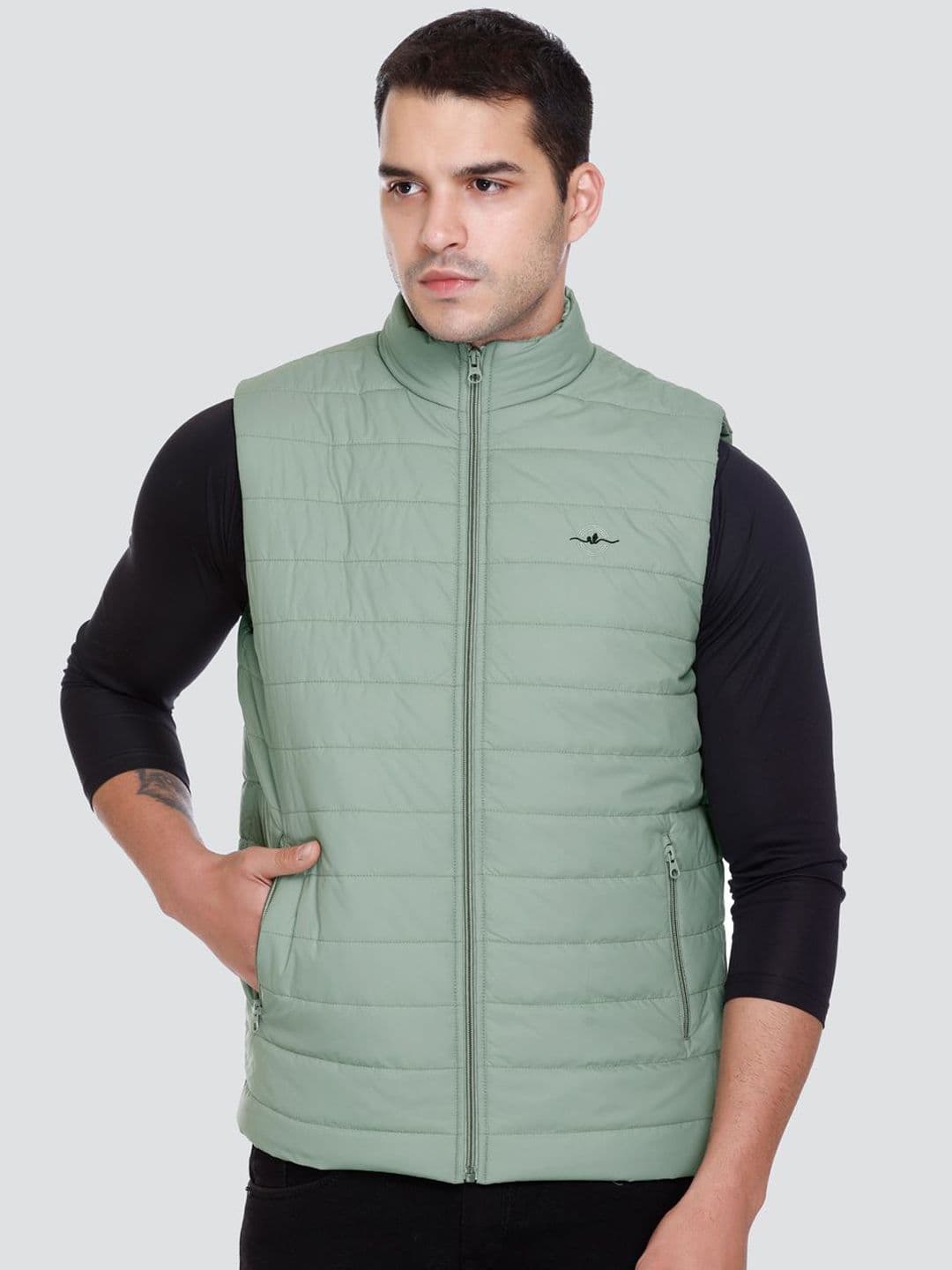 Rare Times Men Stand Collar Solid Lightweight Casual Gilet Jacket - view 1