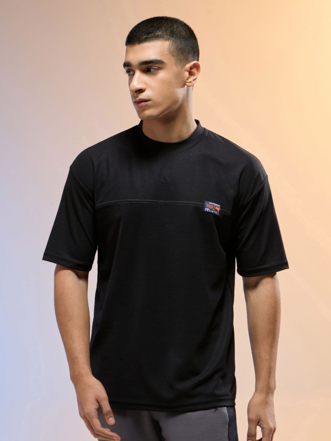 Technosport Men Solid Oversized Round Neck Sports T-shirt with MATPIQ - view 1