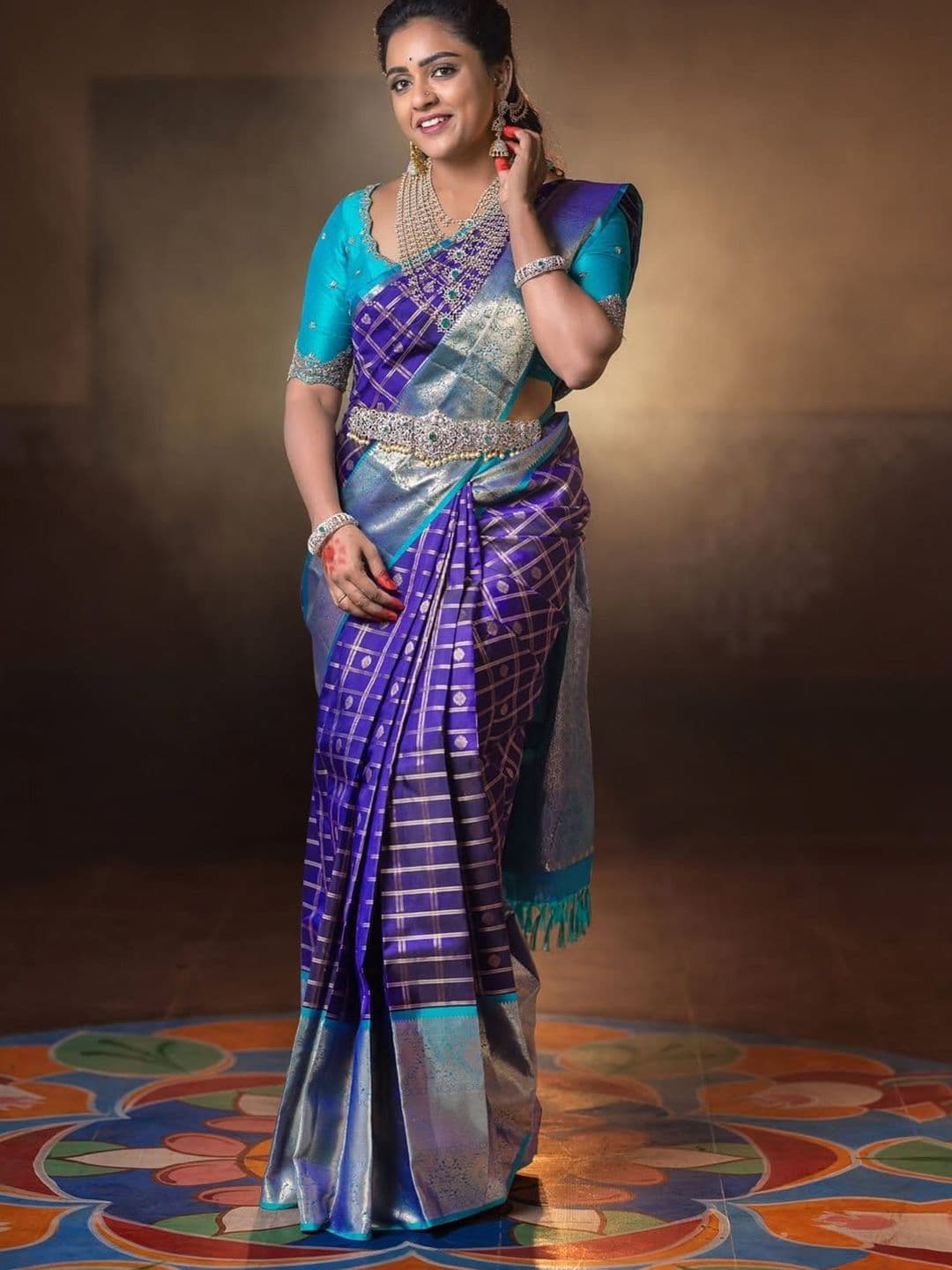 Shriyangan Checked Kanjeevaram Saree - view 1