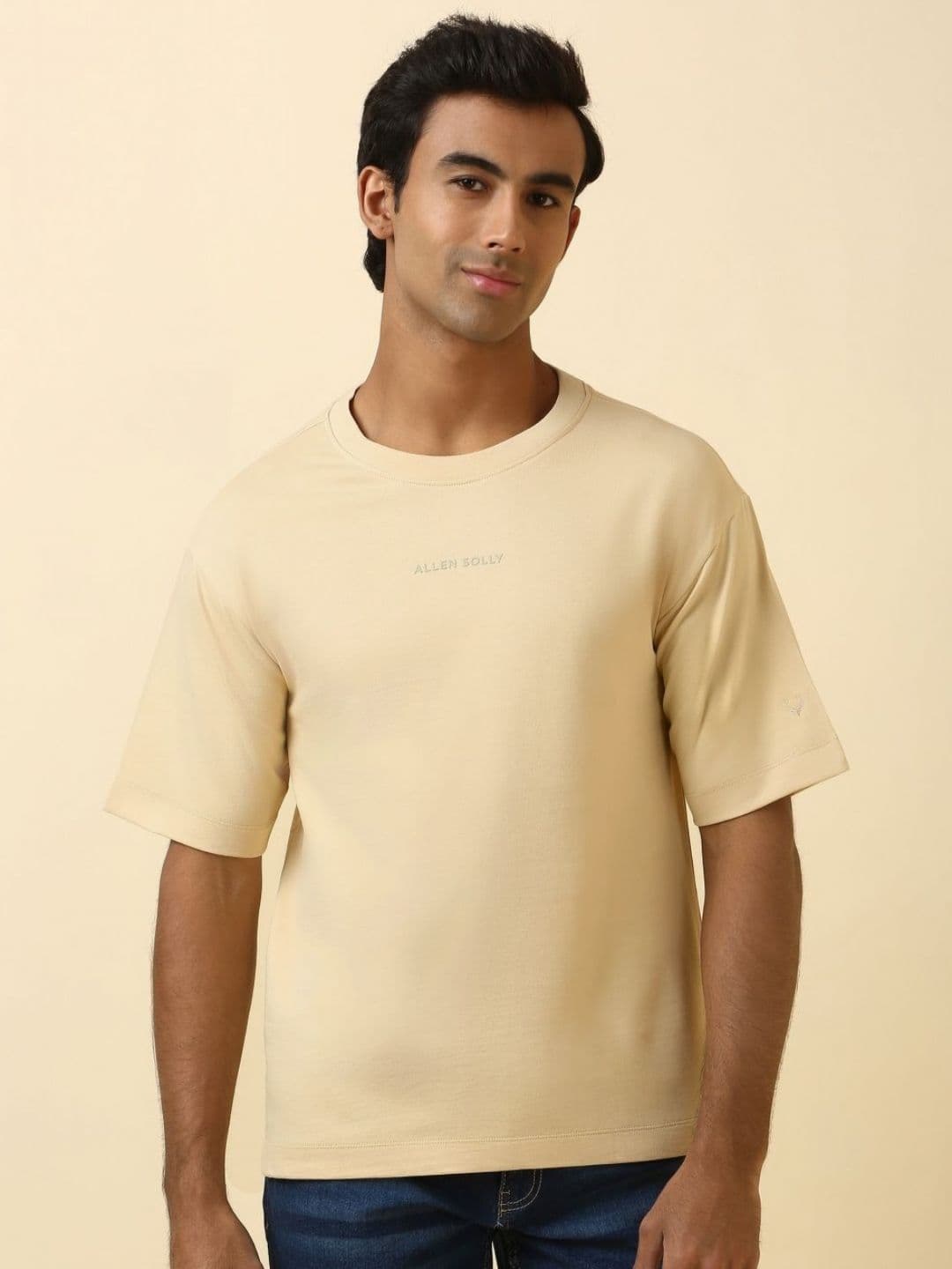 Allen Solly Men Solid Round Neck Cotton Oversized T-shirt - view 1