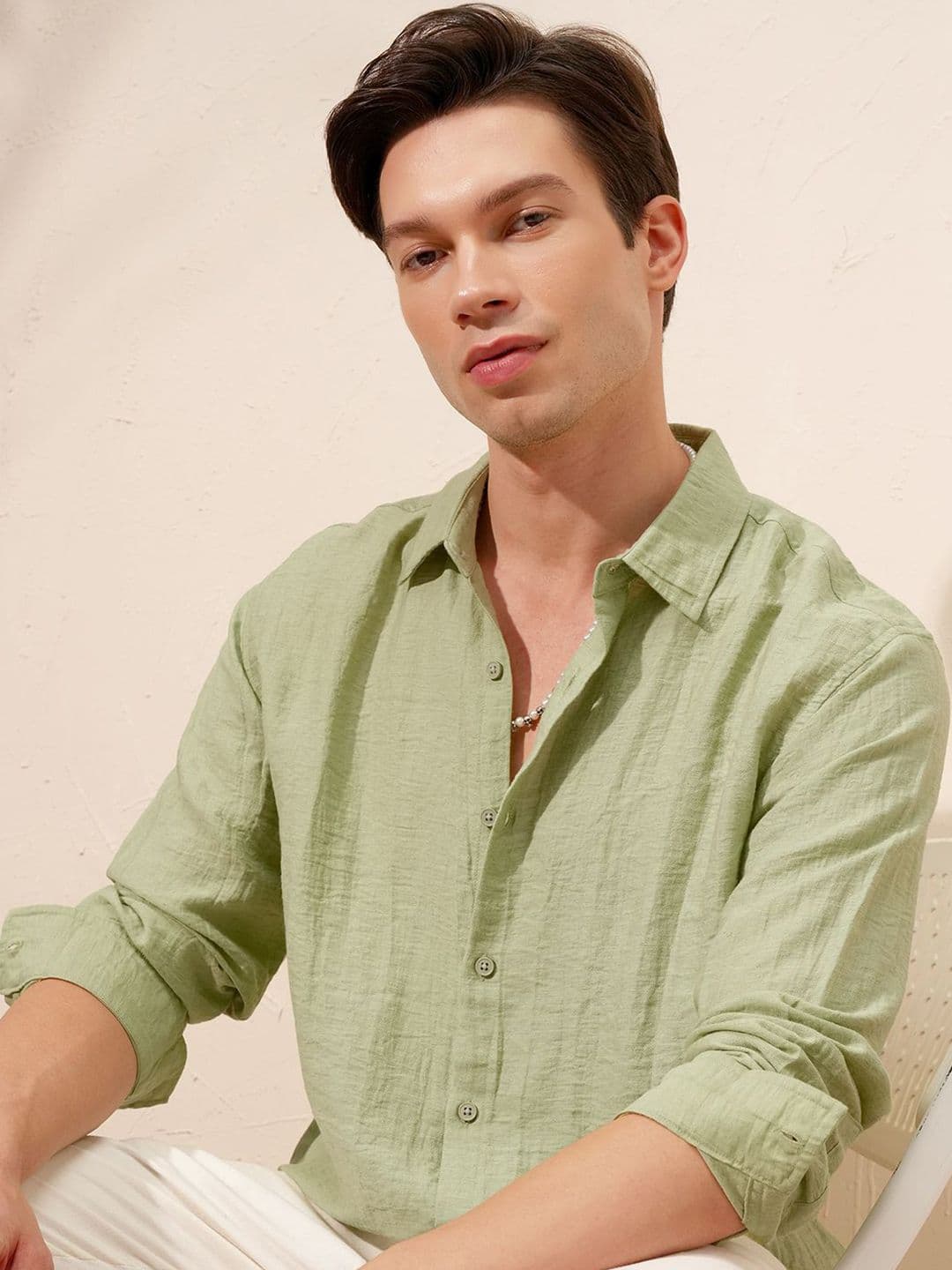HIGHLANDER Relaxed Fit Textured Spread Collar Shirt - view 1