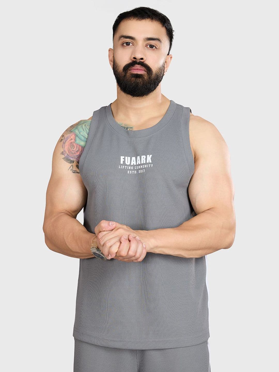 FUAARK Printed Drip Oversized Fit Gym & Workout Vest 1Drip Oversized Tank Dark Grey-S - view 1