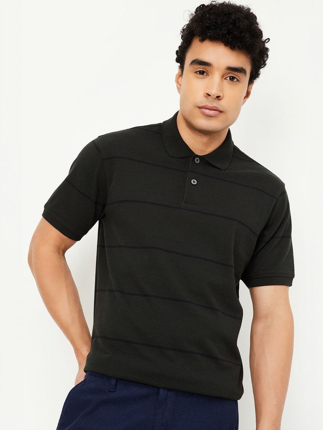 max Striped Polo Collar Regular Fit T-Shirt - view 1
